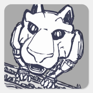 Bücherschrankroboter-Katzenaufkleber Quadratischer Aufkleber