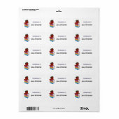 Bücherstapel + Apple/Dieses Buch gehört: Adressaufkleber (Vorne)