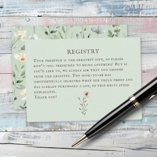 Bücherstapel Babydusche Wasserfarbe, Wildblume Begleitkarte