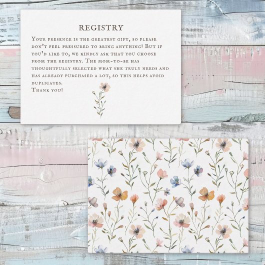 Bücherstapel Babydusche Wasserfarbe, Wildblume Begleitkarte