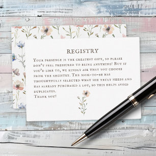 Bücherstapel Babydusche Wasserfarbe, Wildblume Begleitkarte