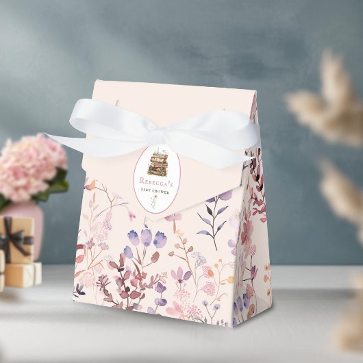Bücherstapel Babydusche Wasserfarbe, Wildblume Geschenkschachtel