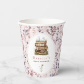 Bücherstapel Babydusche Wasserfarbe, Wildblume Pappbecher (Vorderseite)