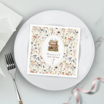 Bücherstapel Babydusche Wasserfarbe, Wildblume