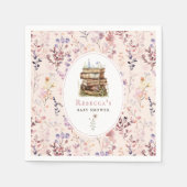 Bücherstapel Babydusche Wasserfarbe, Wildblume Serviette (Vorderseite)