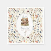 Bücherstapel Babydusche Wasserfarbe, Wildblume Serviette (Vorderseite)