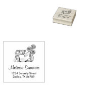 Bücherstapel, Buch öffnen, Blume Gummistempel (Stempel)