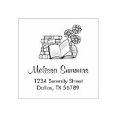 Bücherstapel, Buch öffnen, Blume Gummistempel (Prägung)