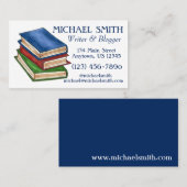 Bücherstapel des Buchschriftstellers Lesen des Leh Visitenkarte (Vorne/Hinten)