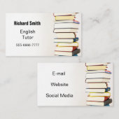 Bücherstapel Englischer Tutor. Visitenkarte (Vorne/Hinten)