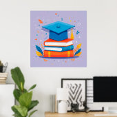 Bücherstapel mit Graduierungsklammer Poster (Heimbüro)