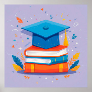 Bücherstapel mit Graduierungsklammer Poster