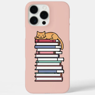 Bücherstapel mit Schlafkatze - Gemütlich iPhone 16 Pro Max Hülle