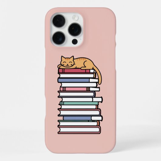 Bücherstapel mit Schlafkatze - Gemütlich iPhone Hülle (Rückseite)