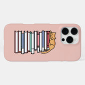 Bücherstapel mit Schlafkatze - Gemütlich iPhone Hülle (Rückseite (Horizontal))