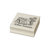 Bücherstapel, Offenes Buch, Blume Buchzeichen Gummistempel (Stempel)