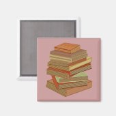 Bücherstapel - Pastellfarben Magnet (Vorderseite/Rückseite)