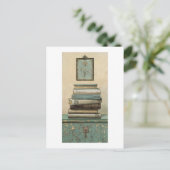 Bücherstapel Postkarte (Stehend Vorderseite)