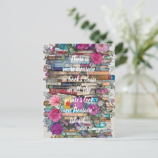 Bücherstapel Postkarte (Stehend Vorderseite)