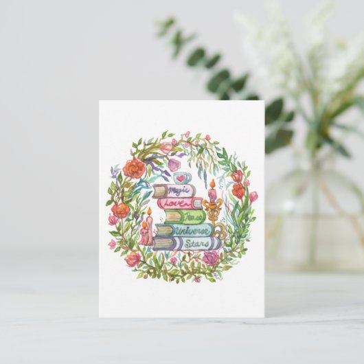 Bücherstapel Postkarte (Stehend Vorderseite)