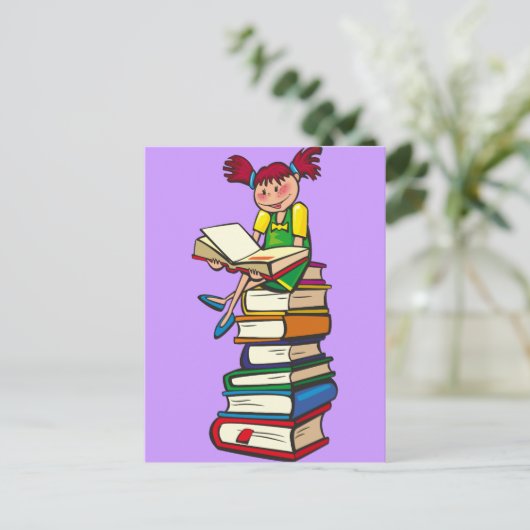 Bücherstapel Postkarte (Stehend Vorderseite)