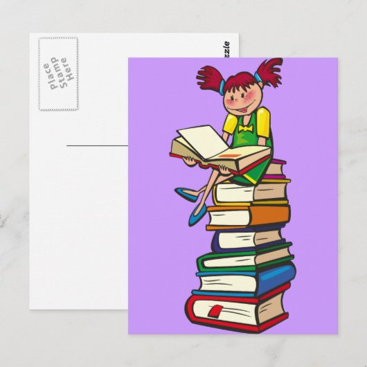 Bücherstapel Postkarte (Vorne/Hinten)