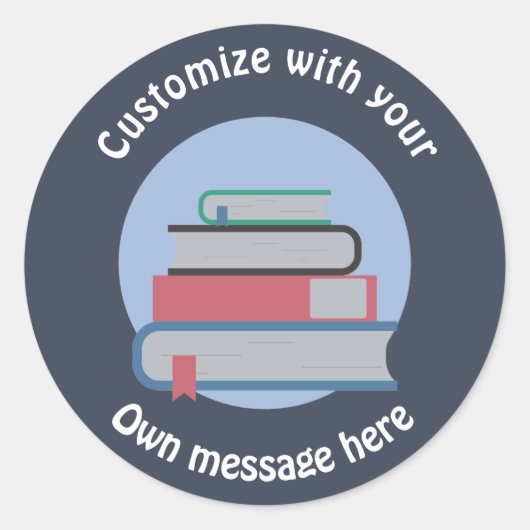 Bücherstapel Runder Aufkleber (Vorderseite)