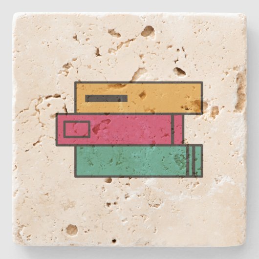 Bücherstapel Steinuntersetzer (Vorderseite)