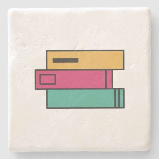 Bücherstapel Steinuntersetzer (Vorderseite)