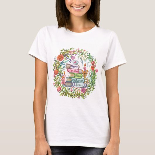Bücherstapel T-Shirt (Vorderseite)