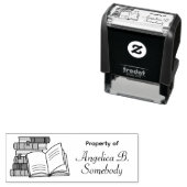 Bücherstapel und Buchzeichen mit offenen Büchern Permastempel (Beispiel)