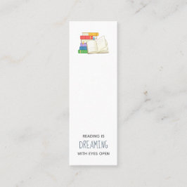 Bücherstapel und offenes Buchangebot Mini Visitenkarte