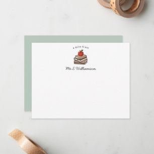 Bücherstapel und personalisierter Lehrerer Apple Mitteilungskarte