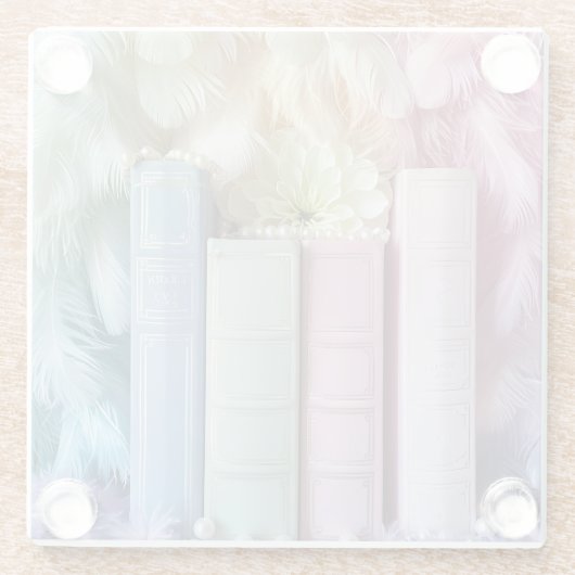 BÜCHERSTÜCKE BLUME FEATHERS GLASUNTERSETZER (Rückseite)