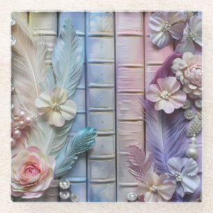 BÜCHERSTÜCKE BLUME FEATHERS GLASUNTERSETZER