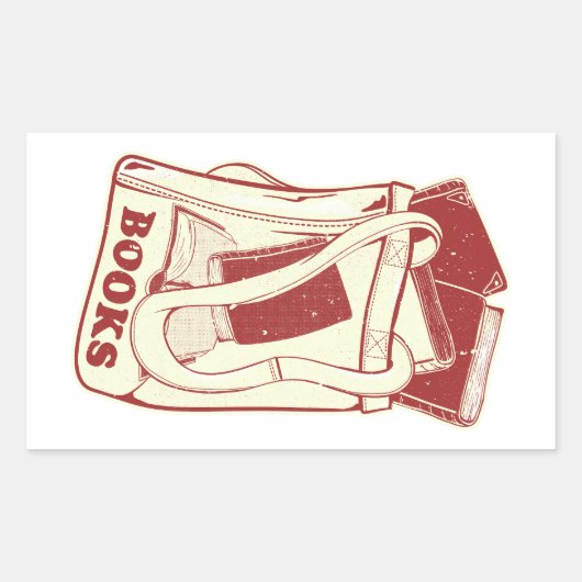 Büchertüte I Liebe zu lesen Rechteckiger Aufkleber (Vorderseite)