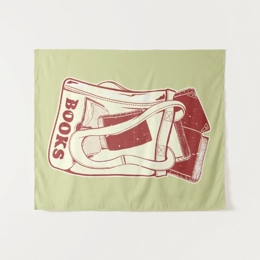 Büchertüte I Liebe zu lesen Wandteppich (Vorderseite (Horizontal))