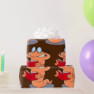 Bücherwurm beim Lesen Geschenkpapier