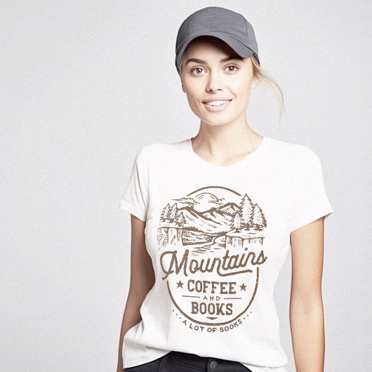 Bücherwurm Berge Kaffeebuche T-Shirt