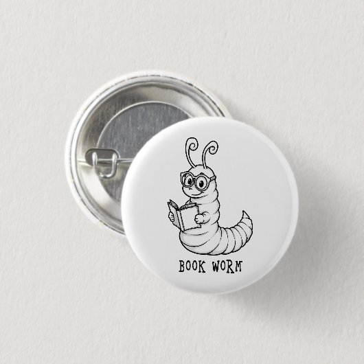 Bücherwurm Button (Vorne & Hinten)