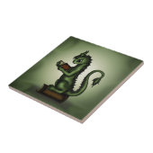 Bücherwurm-Drache Fliese (Seite)