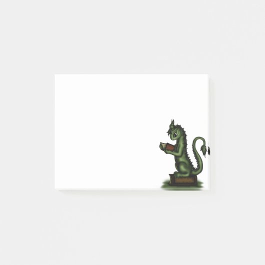 Bücherwurm-Drache Post-it Klebezettel (Vorderseite)