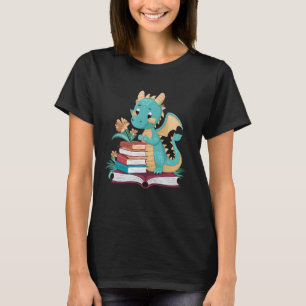Bücherwurm-Drachen, die das Buch lesen - Drachen T-Shirt