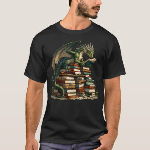 Bücherwurm-Drachen, die das Buch lesen - Drachen T-Shirt