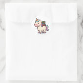 Bücherwurm Einhorn Runder Aufkleber (Tasche)