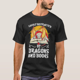 Bücherwurm Fantasy-Tier Buch Drache Lesen T-Shirt