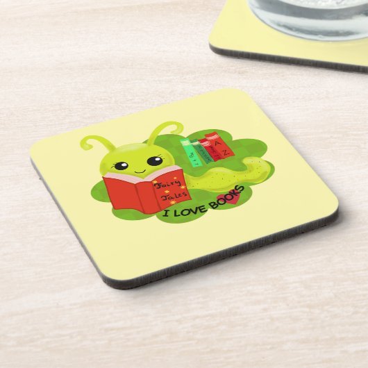 Bücherwurm Getränkeuntersetzer (Linke Seite)