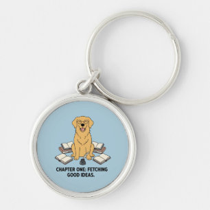 Bücherwurm Golden Retriever Blau Silber Accessoire Schlüsselanhänger