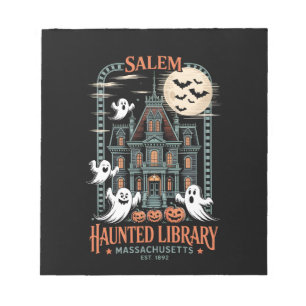 Bücherwurm Halloween-Shirt Verzauberte Bibliothek Notizblock