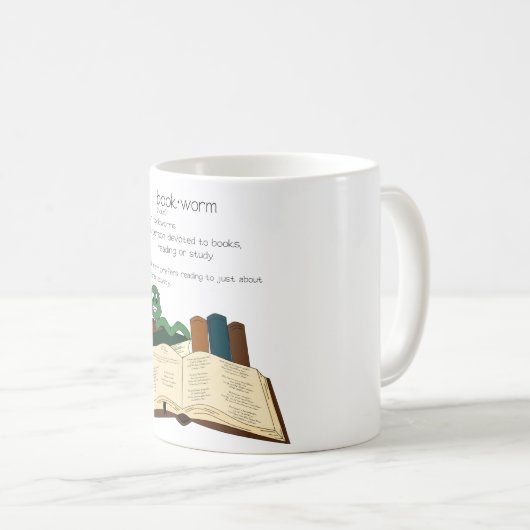 Bücherwurm Kaffeetasse (VorderseiteRechts)